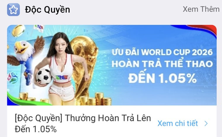 Read more about the article Độc quyền hoàn trả thưởng World Cup 2026 đến 1.05% mỗi ngày 